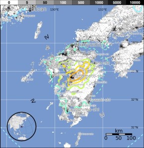 熊本地震USGS地図